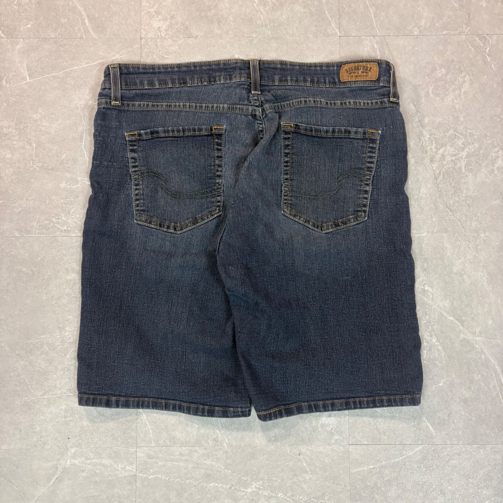 Signature by Levi Strauss Womens Dark Wash Denim Bermuda Shorts Size 14